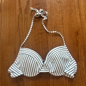 Polo Ralph Lauren blue and white striped nautical padded bikini top